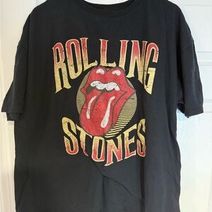 Vintage The Rolling Stones Black Cotton T-Shirt Size 2XL